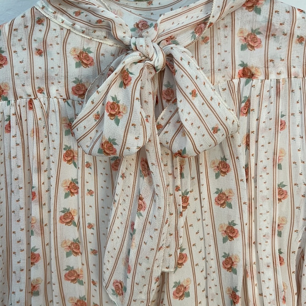 Anthropologie Let Me Be Mock Neck Georgette Floral Mini Dress Sz SP - Picture 15 of 16